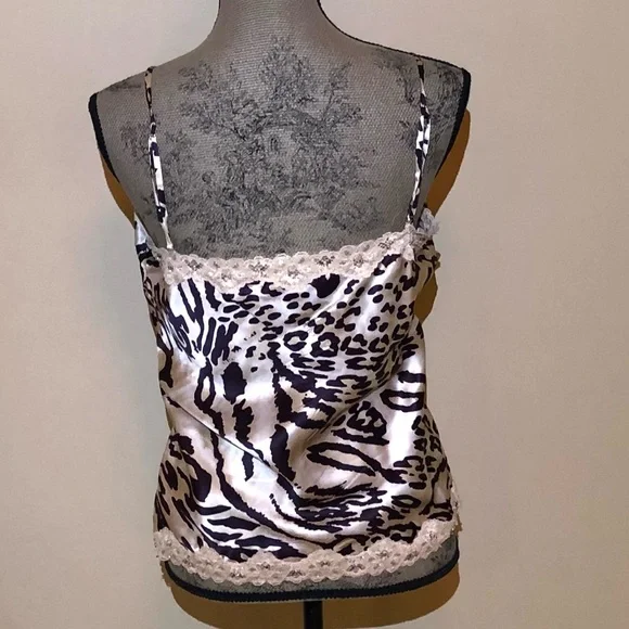 Gracie 100% Silk Leopard Print Lace & Beaded Trimmed Camisole. Sz Medium - Picture 6 of 9